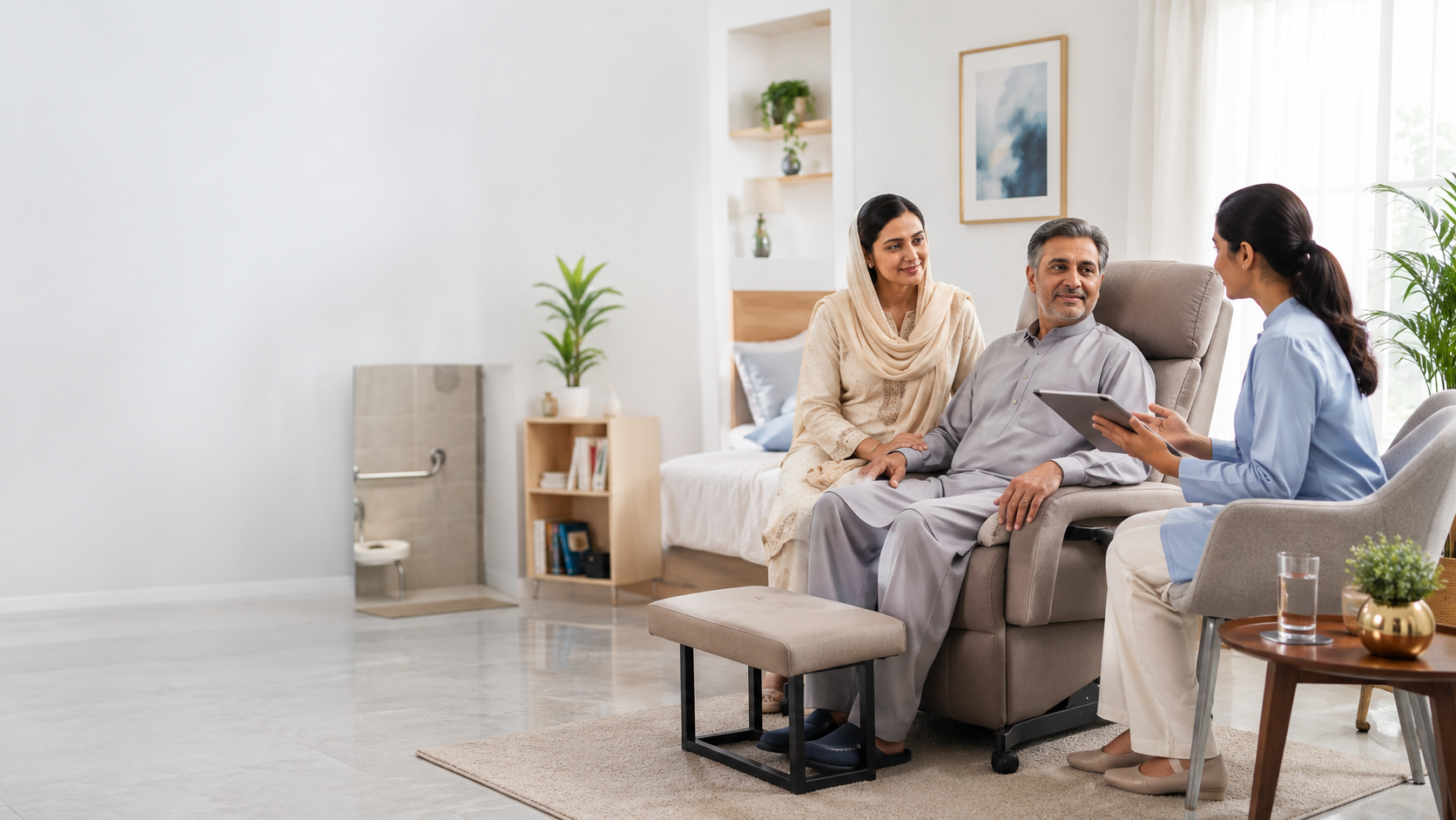 Assessment-led equipment and home-access guidance after surgery